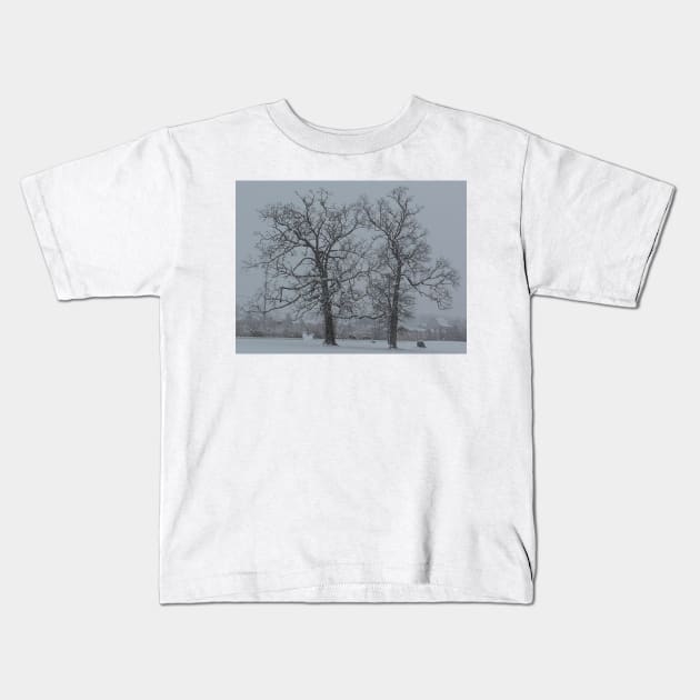 Snowy Trees Kids T-Shirt by JadedAlice